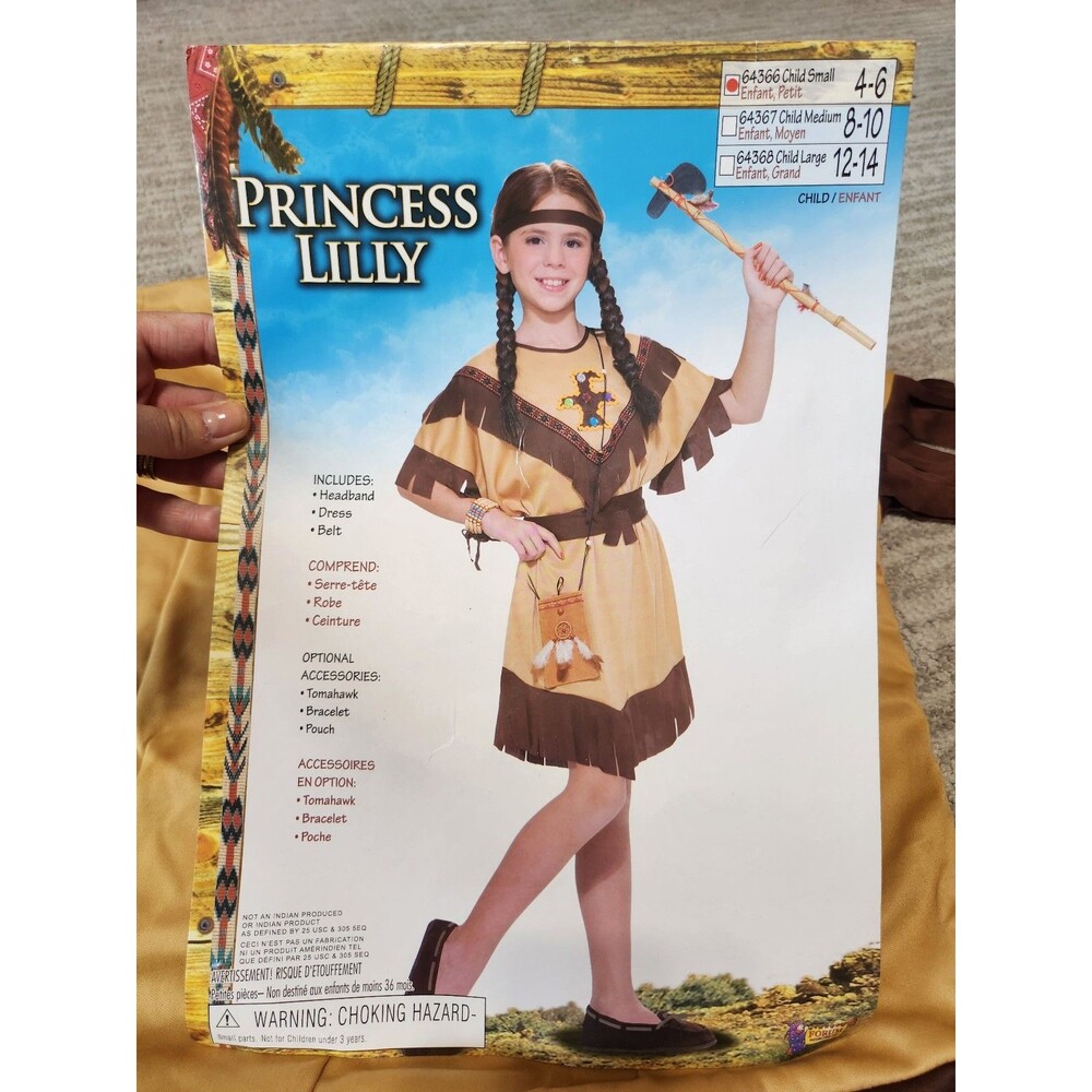 Princess Lilly Girls Halloween Costume Size 4-6 Small Dress Headband Belt